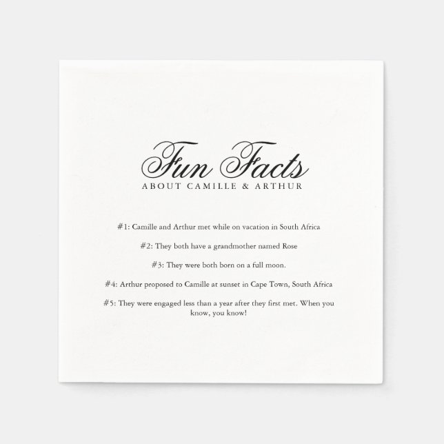 Fun Facts Minimalist Monogram Script Paper Napkin (Front)