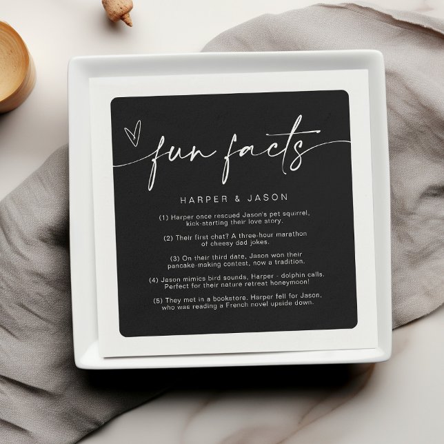 Fun Facts Modern Chic Minimalist Black & White Napkin (Creator Uploaded)