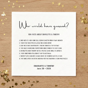 Fun Facts Modern Minimalist Script Wedding Napkin