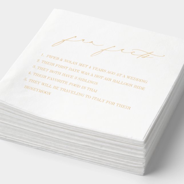 Fun Facts Modern Minimalist Wedding Foil Napkins (Detail)