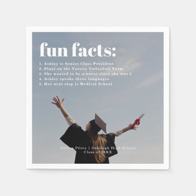 Fun Facts | Modern Simple Photo Overlay Napkin (Front)