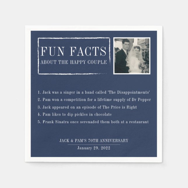 Fun Facts napkins for weddings & anniversary (Front)