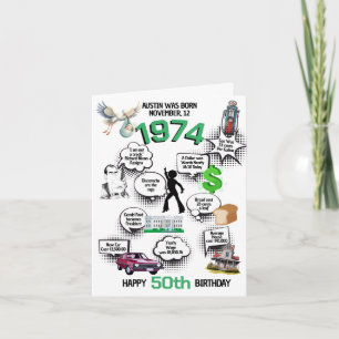 Fun Facts Né en 1974 Folded Birthday Invitation