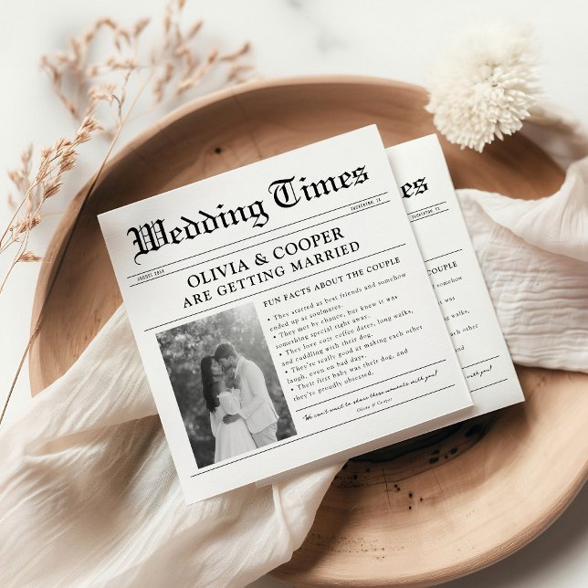 Fun Facts Newspaper Wedding Napkin (Creator Uploaded)