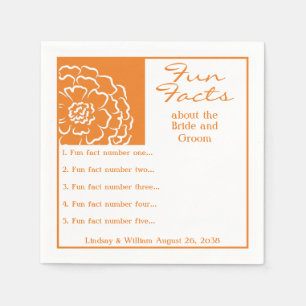 Fun Facts Orange Marigold Wedding Reception Napkin