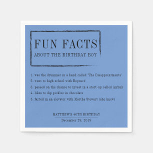 Fun Facts personalized napkins for birthdays