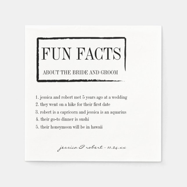 Fun Facts Personalized Paper Napkins (Front)