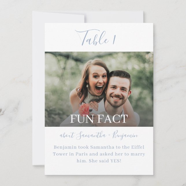 Fun Facts Photo Wedding Reception Table Numbers (Front)