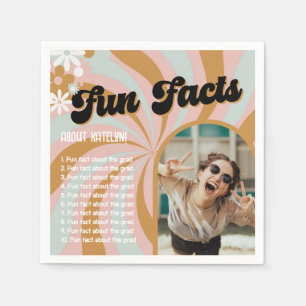 Fun Facts Retro Boho Photo Graduation Napkin