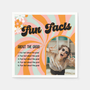 Fun Facts Retro Boho Photo Graduation Napkin