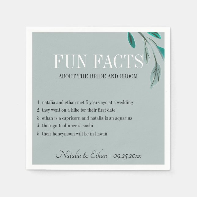 Fun Facts Romantic Garden Personalized Napkin (Front)