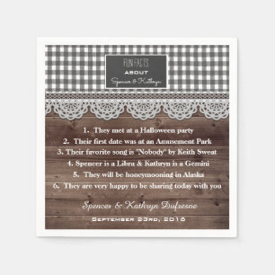 Fun Facts Rustic Wedding Napkin
