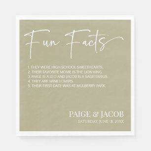 Fun Facts Sage Green Classic Minimal Wedding Napkin