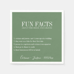 Fun Facts Sage Green Personalized Napkin
