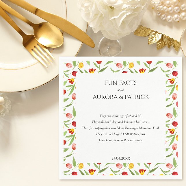Fun Facts Spring Tulip Boho Floral Wedding Napkins (Fun Facts Spring Tulip Boho Floral Wedding Napkins)