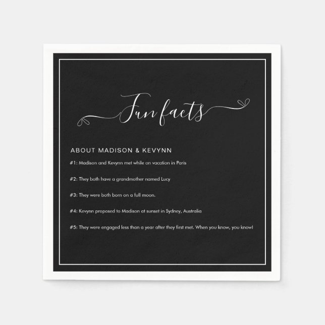 Fun Facts Wedding Napkins (Front)