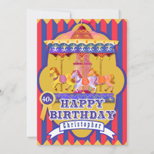 Fun Fair Carousel Birthday Holiday Card