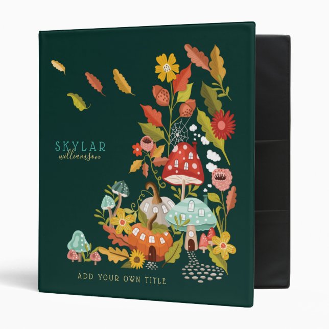 Fun Fairy Garden Autumn Leafs Mushrooms & Pumpkins Binder (Front/Inside)