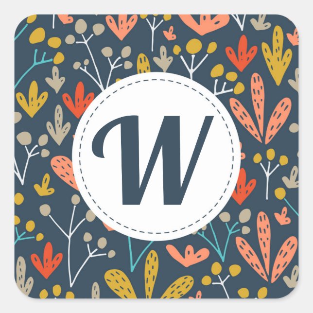 Fun Fall Floral Monogram Envelope Seals (Front)