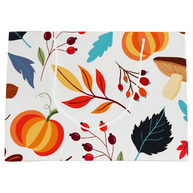 Fun fall harvest pattern large gift bag (Front)