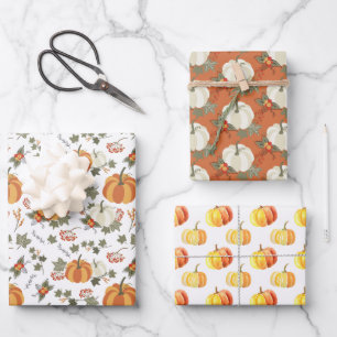 Fun Fall Pumpkins Coordinated Wrapping Paper Sheet