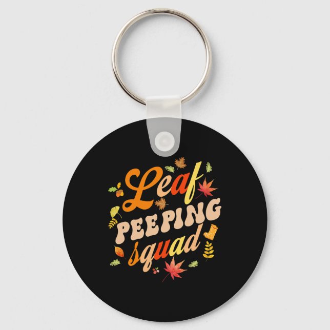 Fun Fall Season Leaves Bunnyer Leaf Bunnying Squad Keychain (Front)