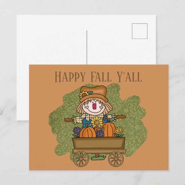 fun Fall Seasonal scarecrow add text  Postcard (Front/Back)