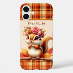 Fun Fall Seasonal squirrel add name iPhone 16 Plus Case