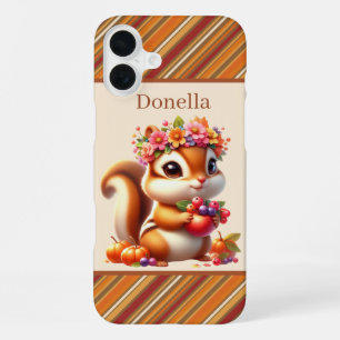 Fun Fall Seasonal squirrel add name  iPhone 16 Plus Case