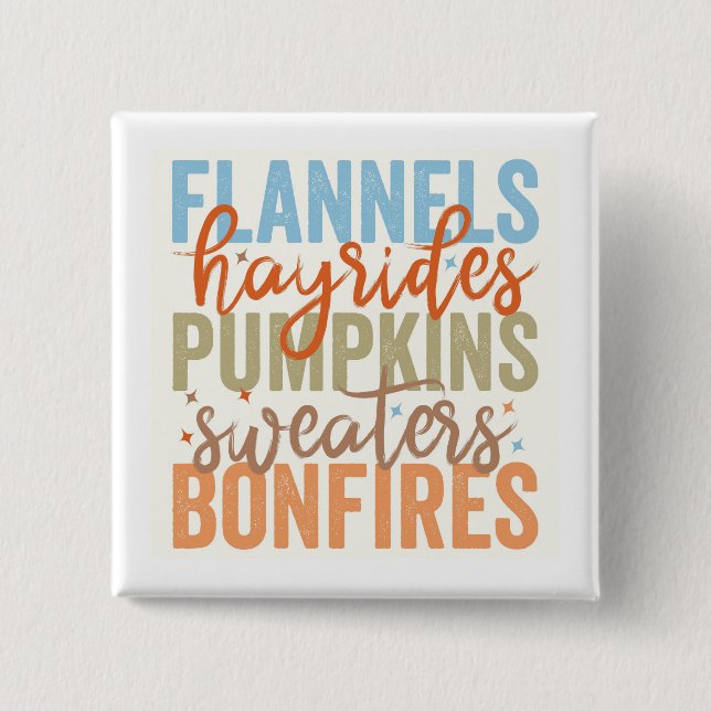 Fun Fall Vibes 2 Inch Square Button (Front)