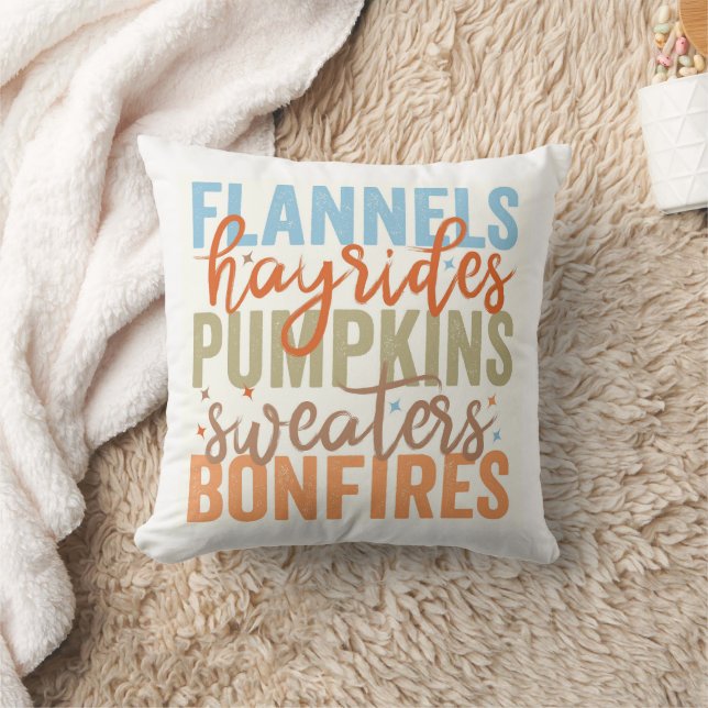 Fun Fall Vibes Throw Pillow (Blanket)