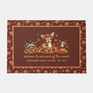 Fun Fall Woodland Animals Personalized Autumn Doormat