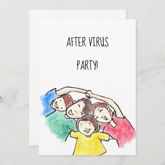 Fun Family "After Virus" Party Invitation (Front/Back)