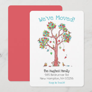 Fun Family Birds in a Tree of Hearts New Address A Announcement