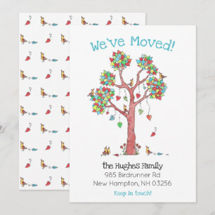Fun Family Birds in a Tree of Hearts New Address A Announcement