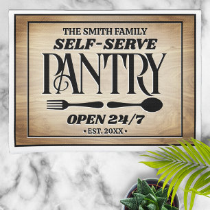 Fun Family Name Self Serve Pantry Hours Sign Kitchen Towel