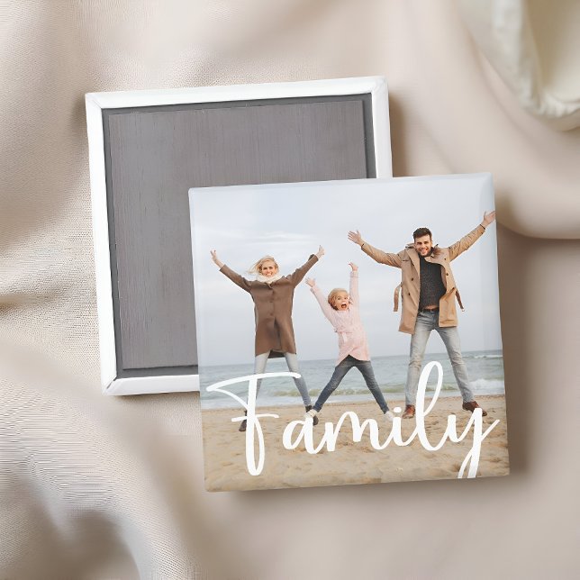 Fun Family Photo Modern Cool Typography Magnet (Creator Uploaded)