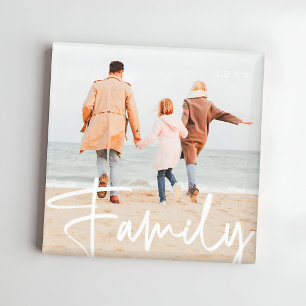Fun Family Photo Modern Cool Typography Magnet