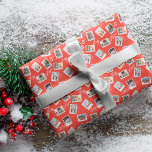 Fun Family Photos Christmas Postage Stamp Collage Wrapping Paper<br><div class="desc">Unique and memorable personalized family photo Christmas wrapping paper. Festive postage stamp-inspired design featuring our original hand-drawn Christmas postage stamp illustration scenes. Each stamp features a unique festive holiday scene with postage marks. "Merry, Love "Joy" displayed in script typography. Personalize with three family photos and a monogram. All artwork is...</div>
