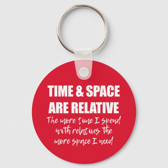 Fun Family Science Quote Typography Red Keychain (Front)
