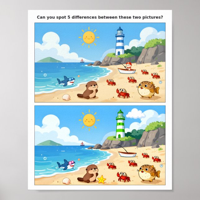 Fun Family Spot the Difference Poster – Kids Brain (Front)