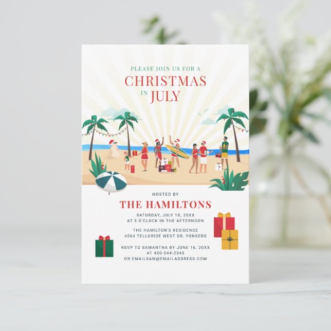 Fun Family Summer Party  Invitation (Standing Front)