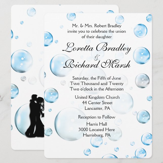 Fun Fantasy Bubbles  Wedding Invitation (Front/Back)