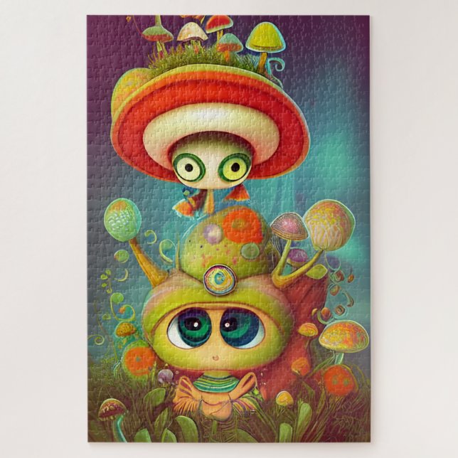 Fun Fantasy Snail and Mush Illustration Jigsaw Puzzle (Vertical)