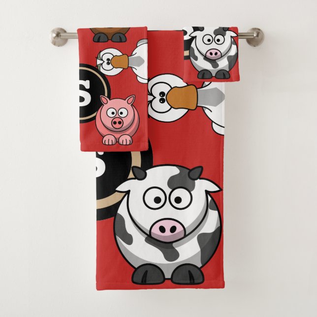 Fun Farm Animals Bath Towel Set (Insitu)