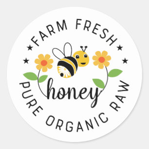 Fun farm fresh honey word art business classic round sticker