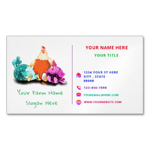 Fun Farm with Happy Chickens - Modern Farmer Magnetic Business Card