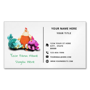 Fun Farm with Happy Chickens - Professional Farmer Magnetic Business Card