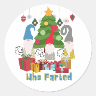 Fun Farting Christmas Elves  Classic Round Sticker