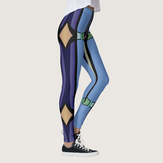 Fun Fashion Leggings-Women-Tan/Blue/Lavender Leggings